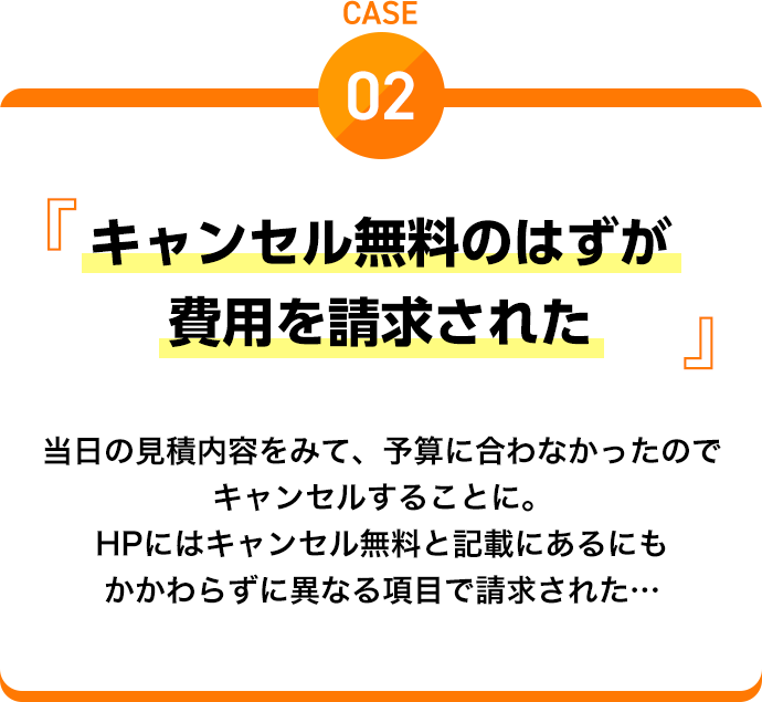 Case2　キャンセル無料のはずが費用を請求された